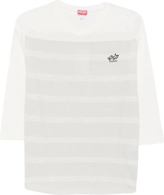 Kenzo Top met driekwart mouwen - Dames - Longsleeves - Wit - S - Katoen - Tops