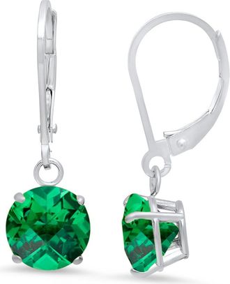MAX + STONE Solid 10K Yellow or White Gold 8mm Gemstone Dangle Earrings