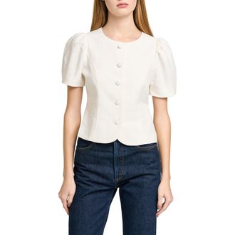 Wayf Blair Button Front Linen Blend Top in Ivory at Nordstrom, Size X-Small