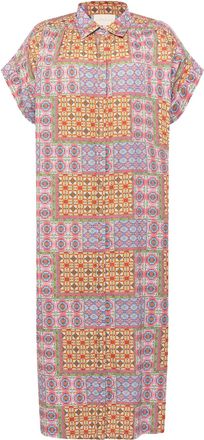 Carolina K Valerie Kaftan Midi Dress In Mix Tiles Rose