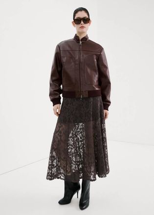 Mango Abito combinato pizzo marrone - Donna - XS - MANGO