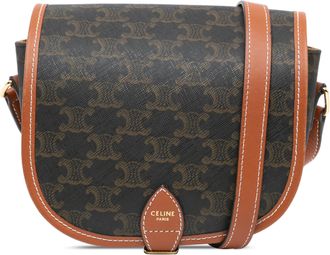 Celine Pre-owned Womens Crossbody Bag Logo Canvas Leather - Dark Grey Textile - One Size