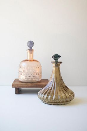 Kalalou Set Of Two Glass Decanters - One Each Design