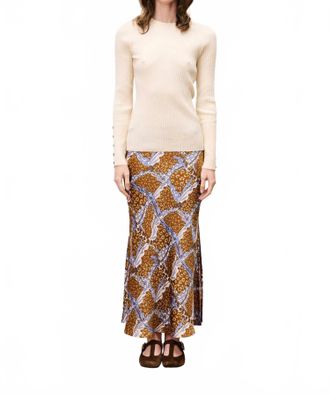 FRNCH Giono Printed Slip Skirt In Leo Ochre