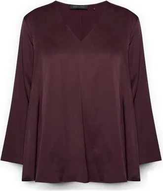 Elena Miro Overhemden, Dames, Rood, 2Xl, Satijn, Stretch Viscose Satin Blouse