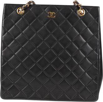 Chanel Shopping Black Leather Tote Bag (Pre-Owned)