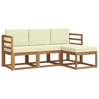 vidaXL Conjunto De Sof&aacute;s De Exterior Con Coj&iacute;n 4 Pcs Natural Y Crema Vidaxl