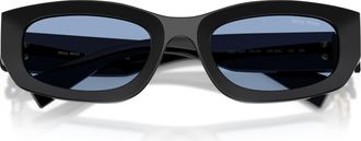 Miu Miu Rectangular Sunglasses With Blue-Tinted Lenses And Logo Detail
