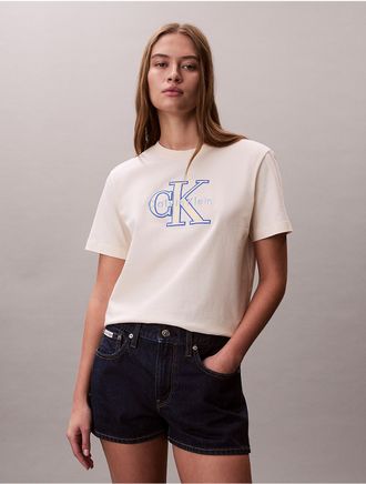 Calvin Klein Jeans Calvin Klein Womens Dual Tone Monologo Classic T-Shirt - Neutral - XL