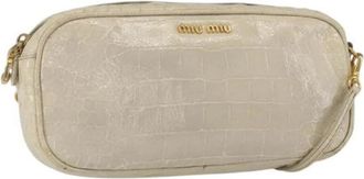 Miu Miu Pre-owned Leather Schoudertas - Dames - Vintage Schoudertas - Beige - ONE Size - Leer - Vintage