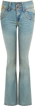 SS7 Womens Light Blue Green Stretch Denim Bootcut Jeans