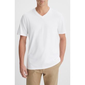 Vince Regular Fit Garment Dyed V-Neck T-Shirt in Optic White at Nordstrom, Size Xx-Large