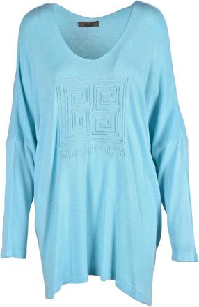 Gil Santucci Light Blue Geometric Polyester-Blend Sweater