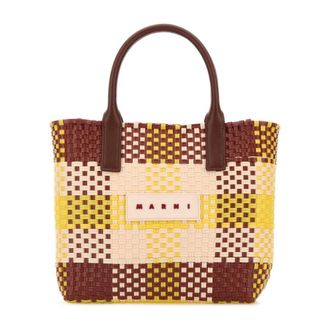 Marni Tote Bags, female, Multicolor, Size: ONE SIZE Check Tote Small