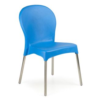 Dmora Silla De Exterior Linder, Una Silla, Apilable Hecho En Italia, Soporta 120 Kg, Azul