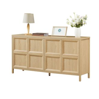 STILVORA Credenza Con 4 Ante, Apertura A Pressione E Cerniere Con Chiusura Ammortizzata, In Mdf, 160&times;40&times;80 Cm, Rovere