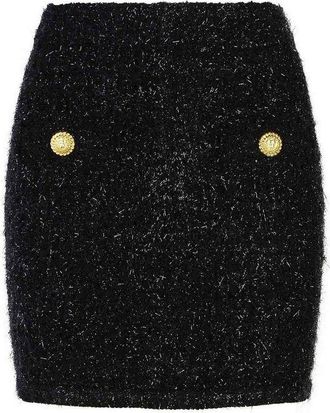 Balmain Black Cotton Mini Womens Skirt