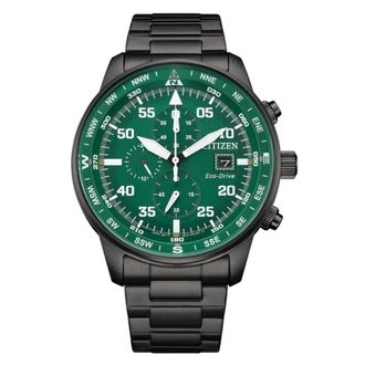 Citizen Aviator Eco-Drive Chronograph Green Dial Mens Watch CA0885-54X