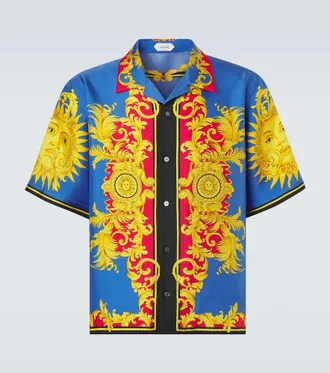 Versace Printed silk bowling shirt