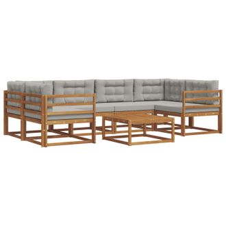 vidaXL Conjunto De Sof&aacute;s De Exterior 7 Pcs Gris Natural Y Claro Vidaxl