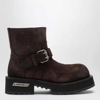 Balenciaga Venom Mini Brown Waxed Suede Calfskin Boots