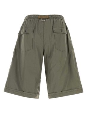 Dolce & Gabbana Mens Olive Green Poplin Bermuda Shorts Grigioscuro4 Exterior: Cotton