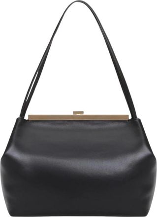 Fabiana Filippi Shoulder Bags, female, Black, ONE SIZE, Metal Clasp Leather Shoulder Bag