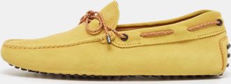 Tod's Tods Yellow Suede Slip On Driver Loafers