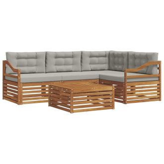 vidaXL Conjunto De Sof&aacute;s De Exterior 5 Pcs Gris Natural Y Claro Vidaxl