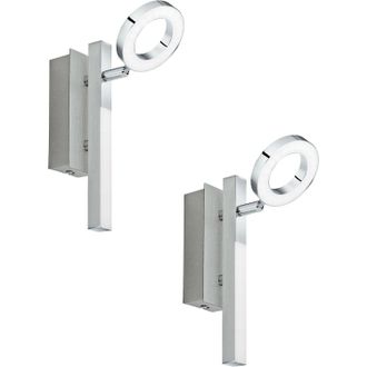 Loops 2 PACK Wall Spot Light Aluminium Chrome Shade Satined Plastic LED 1x3.2W 1x2.2W