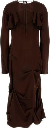 Ganni Womens Chocolate Satin Dress Chicorycoffee Exterior: Viscose Abiti