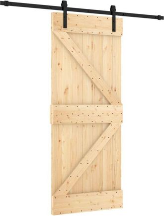 vidaXL Vidaxl - Puerta Corredera Con Herrajes Madera Maciza De Pino 85x210 Cm