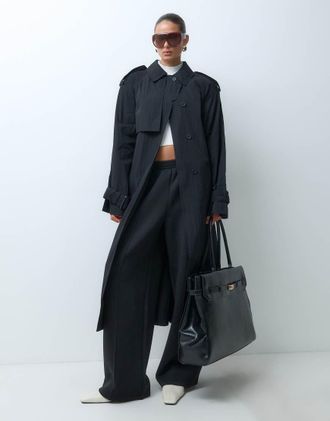 Asos trench lungo oversize nero
