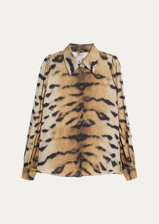 Kobi Halperin Davis Animal-Print Silk-Blend Blouse