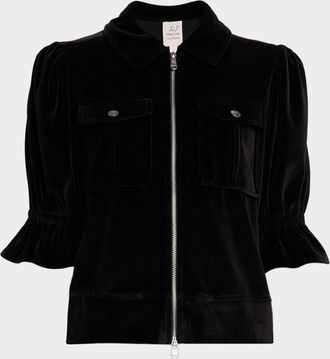Cinq à Sept Holly Short-Sleeve Velour Jacket