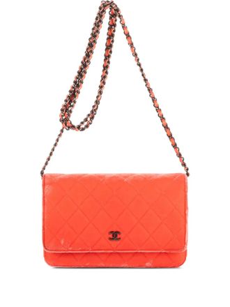 Chanel Timeless gewatteerde crossbodytas met ketting - Oranje