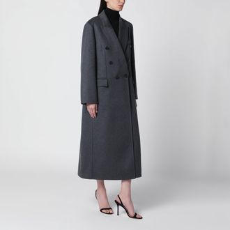 Victoria Beckham Cappotto doppiopetto in lana e cachemire grigio m&eacute;lange