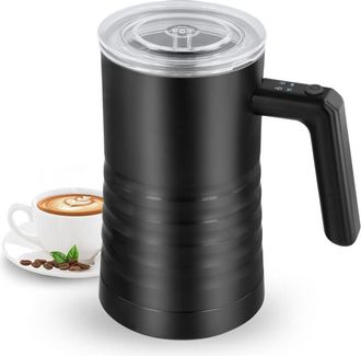 OEM Espumador De Leche El&eacute;ctrico 4 En 1, Espumador De Leche De 500 W, Espumador De Leche Negro De 350 Ml, Acero Inoxidable, Espumador De Leche Autom&aacute;tico 
