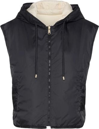 Max Mara Omkeerbaar waterafstotend canvas gewatteerd gilet - Dames - Bodywarmers - Zwart - S - Katoen - Jassen