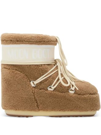Moon Boot Icon Low fleece lace-up boots - women - Fabric/Fabric/Rubber - 36/38 - Brown