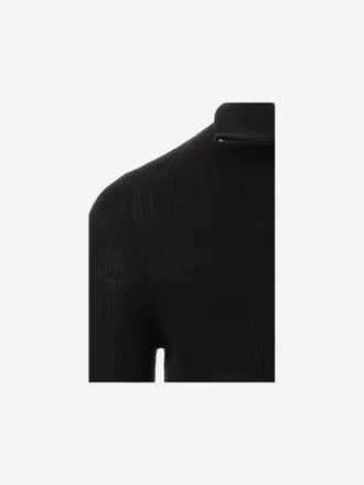 Frankie Shop Merino Wool and Silk Ribbed Sweater - Black