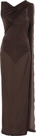 The Attico halterneck open-back maxi dress - women - Spandex/Elastane/Cupro - 38 - Brown