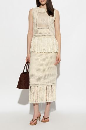 Zimmermann Skirt With Fringes, Womens, Cream