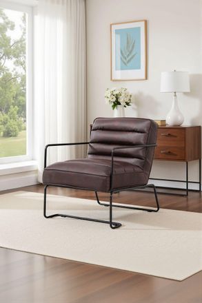 H&O Direct Mid-Century Modern PU leatherArmchair in Brown