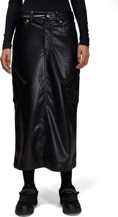 Nike Jordan Faux Leather Midi Skirt in Black at Nordstrom, Size 12