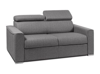 Vente-Unique Divano Letto 2 Posti Express In Tessuto Grigio Con Seduta Memory Foam Letto 120 Cm Materasso 14 Cm Memory Foam - Vizir