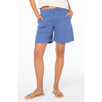 Roxy Hawaii Harbor Cotton Shorts in Blue Horizon at Nordstrom, Size 24
