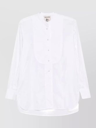 Semicouture cotton band collar long sleeve shirt
