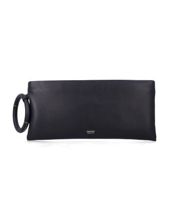 Tom Ford Aura Nappa Leather T Metal Clutch