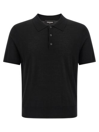 Dsquared2 Black Wool Polo Mens Shirt